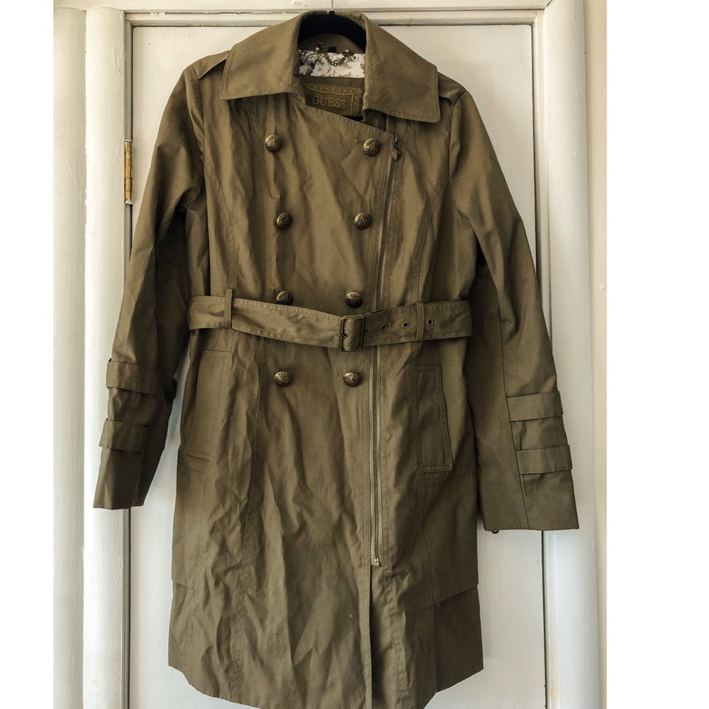 Guess Army Green Trench Coat